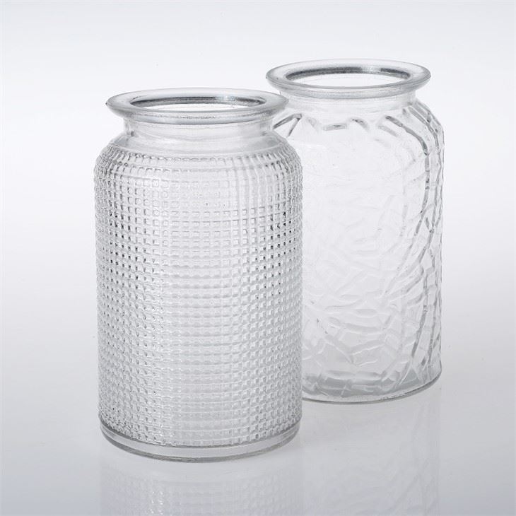 Decorative Clear Glass Diamond-Faceted Flower Vases