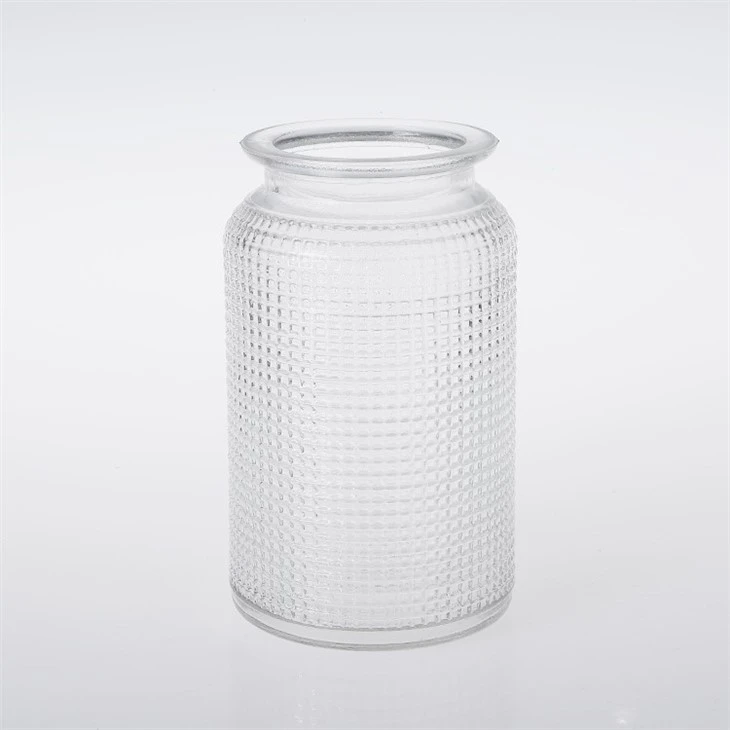 Decorative Clear Glass Diamond-Faceted Flower Vases
