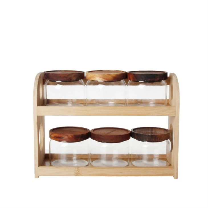 6-Jar Storage Set With Acacia Wood Base suppliers