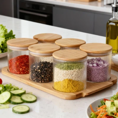 Набор круглых стеклянных канистр емкостью 750 мл